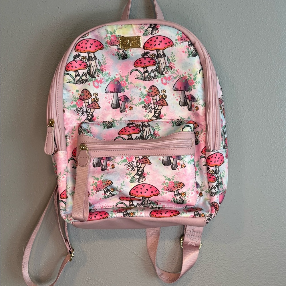 Betsey Johnson Pink Mushroom Pattern Backpack